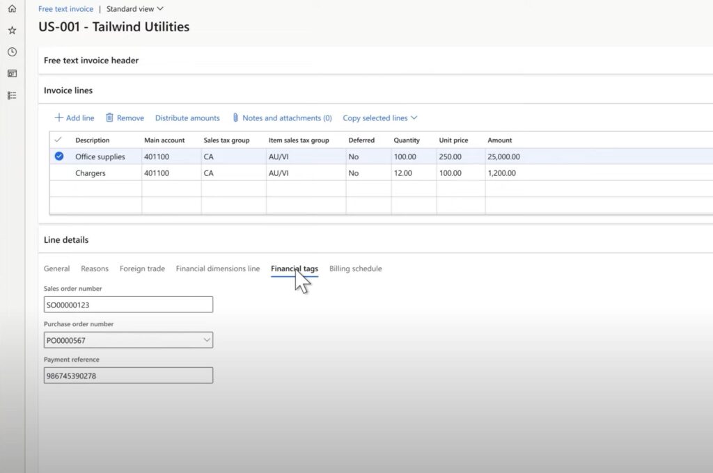 Dynamics 365 Core Financial Tags