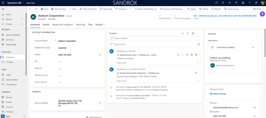 Dynamics 365 Sales - Centralized customer data