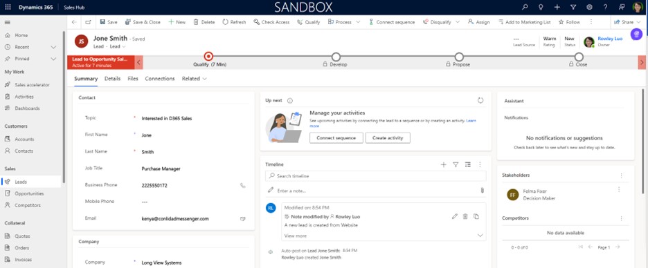 Dynamics 365 Sales - Sales pipeline management