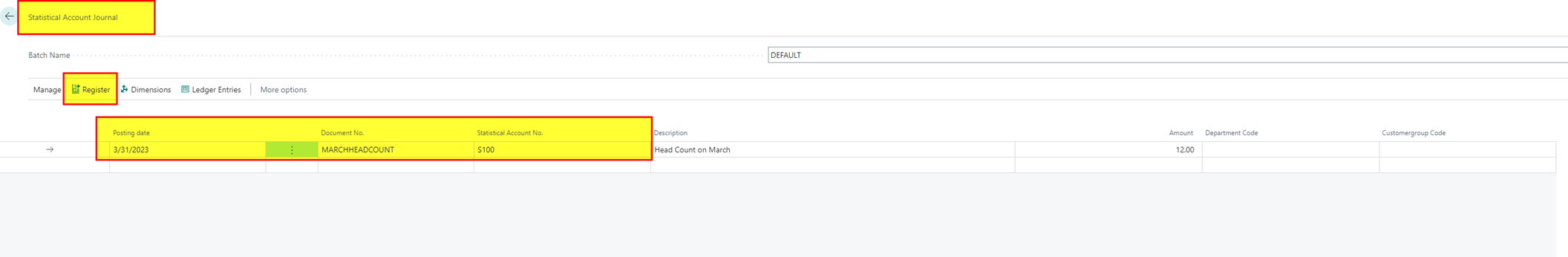 Statistical General Ledger