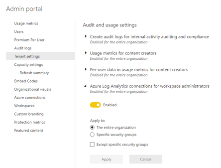 Configure Azure Log Analytics for Power BI 4