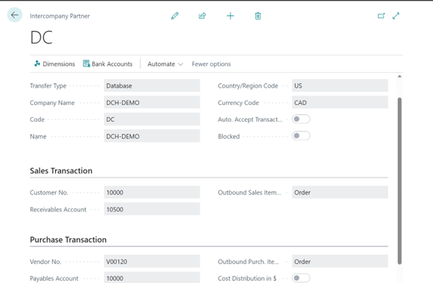 D365 Business Central Intercompany Setup 2